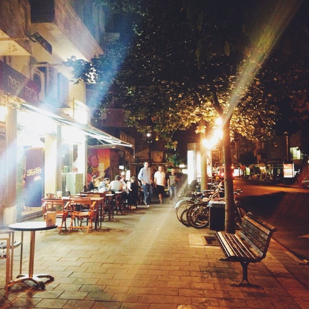 Tel-Aviv fabulous Sheinkin street at nightの素材