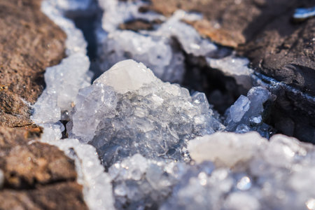 Extreme close up macro shot of beautiful natural geode geological crystals texture background.