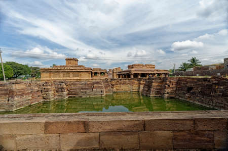 Decorative water tank at Aihole State Karnataka India November 15 2009のeditorial素材