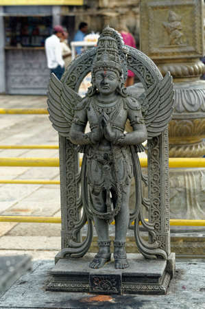 Statue of a Garuda vehicle of God Vishnu at Chennakeshava Temple Belur District Hassan State Karnataka India November 2009のeditorial素材
