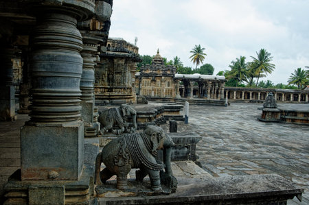 Statue of Elephant carved in a stone at Chennakeshava Temple, Belur District Hassan State Karnataka...