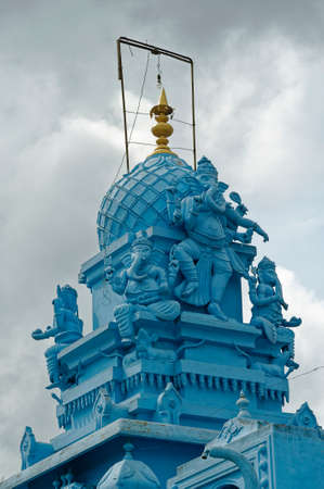 Several statues of Hindu god Ganesha in blue color on the dome of a temple at Belur District Hassan State Karnataka India November 2009のeditorial素材