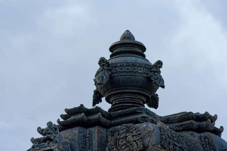 kalasa (decorative water-pot on top of the tower over the shrine) is at Korangala District Hassan State Karnataka India November 2009のeditorial素材