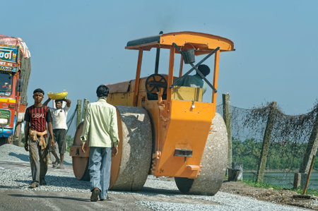 Road repairing at Highway Goa border India November 2009