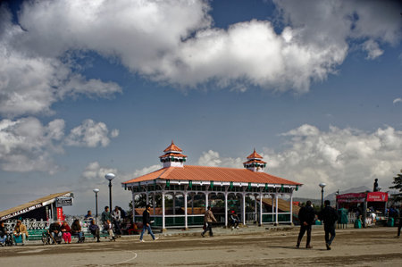 Pavilion on road to take a rest at Shimla at Himachal Pradesh India Asia March 13 2014のeditorial素材