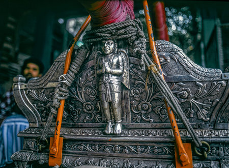 Relief work in silver of Garuda is a legendary bird or bird-like creature in Hindu faith He is...