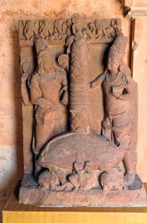 Relief carving of Samudra Manthan in stone at Gwalior state Madhya Pradesh India 03 12 2010のeditorial素材