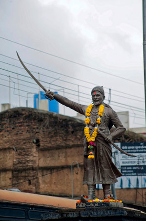 Statue of Shivaji Maharaj was an Indian ruler and a member of the Bhonsle Maratha clan at Tasgaon...