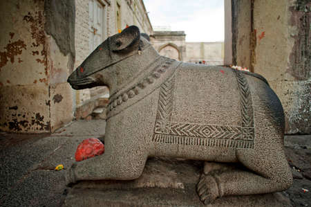 Statueof a Mouse or Rat as a Vahana(vehicle) of God Ganesha at Shri Ram temple complex in Faltan district Satara state Maharashtra India 08 03 2011のeditorial素材