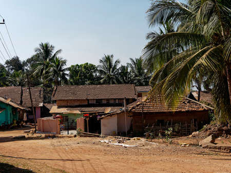 Tiled roof houese in village Kodihalli of state Karnataka India 02 21 2020のeditorial素材