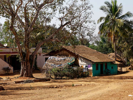 Tiled roof houese in village Kodihalli of state Karnataka India 02 21 2020のeditorial素材