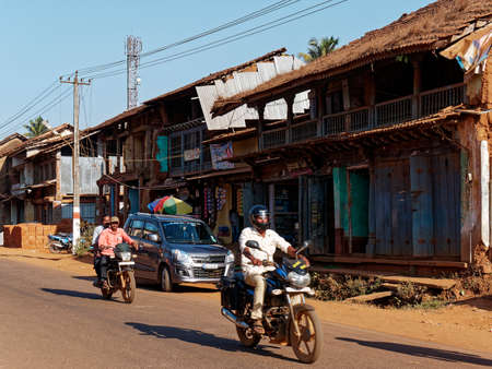 Old Unsafe market buildings on market road at Ikkeri state Karnataka India 02 22 2020のeditorial素材