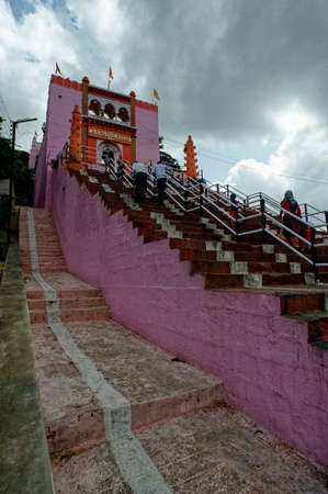 High and Lofty staircase of Goddess Matsyodari Devi Temple at Ambad Jalna state Maharashtra India 09 24 2012のeditorial素材