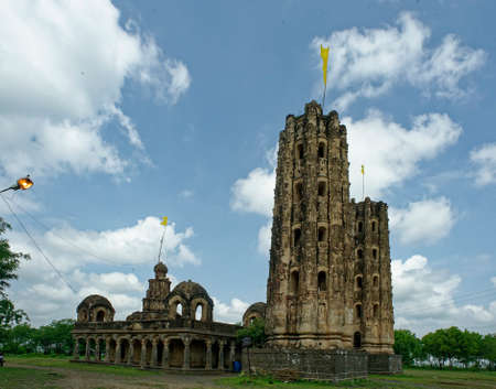 Hindu temple of Khandoba Temple and towering Dipmala at Beed state Maharashtra India Asia 09 24 2012のeditorial素材