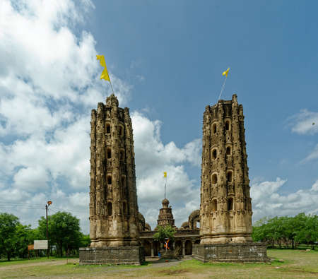 Hindu temple of Khandoba Temple and towering Dipmala at Beed state Maharashtra India Asia 09 24 2012のeditorial素材