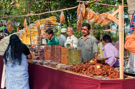 Stall of a salty snacks in Thaipusam Festival in state Kerala India 01 30 2010のeditorial素材
