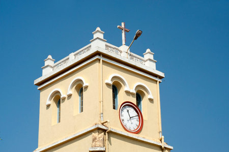 Clock tower of a church on M G Road of Mangalore state Karnataka India 02 05 2010