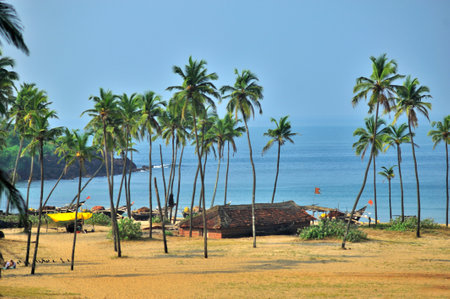 Fishermans house on the seashore at Kunkeshvar district Sindhudurga state Maharashtra india 11 06 2011の写真素材