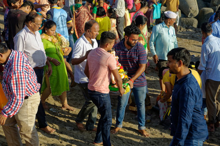 Ganpati idol immersion at Dadar Mumbai state Maharashtra India 09 17 2018のeditorial素材
