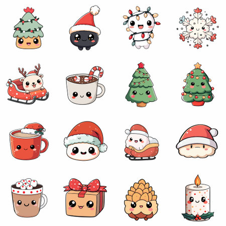 A complete illustration of Ornament Ornament Fairy Snowflake Sleigh Hot, christmas cartoon kawaii style. Simplified silhouette shape, Same style as style reference, thick continuous vector outlines, clean stroke, high contrast, simple flat colors, large solid uniform color blocks, white background. Single character centered.のイラスト素材