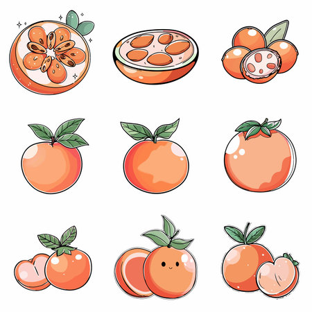 A complete illustration of a Camu Camu, cartoon kawaii style. Simplified silhouette shape, Same style as style reference, thick continuous vector outlines, clean stroke, high contrast, simple flat colors, large solid uniform color blocks, white background. Single character centered.のイラスト素材