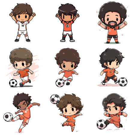 A complete illustration of a Bolivia Football Player, cartoon kawaii style. Simplified silhouette shape, Same style as style reference, thick continuous vector outlines, clean stroke, high contrast, simple flat colors, large solid uniform color blocks, white background. Single character centered.のイラスト素材