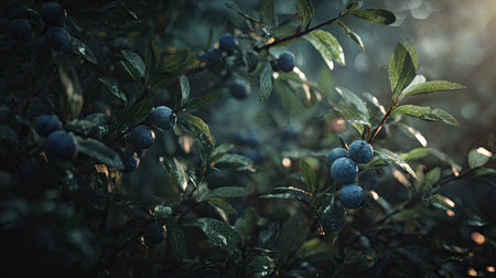 A panoramic wide view of Medlar field growing closely together under moonlight silver glow on leaves serene calm atmosphere ultra realistic photography cinematic wide composition lifelike natural sceneの写真素材