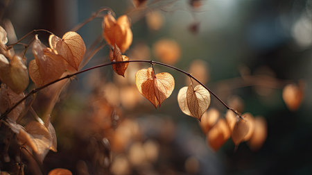 The Streptosolen in fall, warm amber light, crisp air, shallow depth of field, soft natural bokeh, true-to-life color, minimal stylingの写真素材