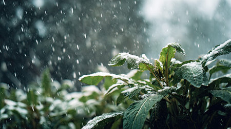 First snow falling gently on Horseradish, a few snowflakes drifting slowly and settling on the...