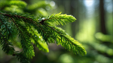 The Fir in spring, fresh green leaves, soft sunlight filtering, vibrant atmosphere full of vitality,...