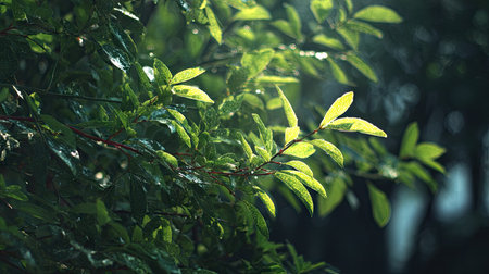 The Ebony in summer, Bright sunlight pierces dense foliage, the air feels hot, natural color