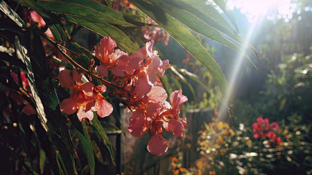 The Wallflower in summer, Bright sunlight pierces dense foliage, the air feels hot, natural color