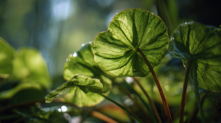 A sunlit portrait of a single Water chestnut, photographed outdoors on a clear, breezy day. Fresh,...