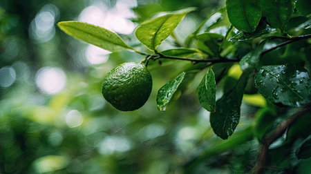 A detailed photograph of a single Finger lime, swaying gently in the wind, captured in natural...
