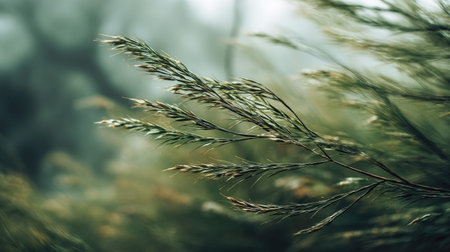 A detailed photograph of a single Ephedra, swaying gently in the wind, captured in natural daylight....