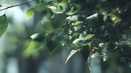 A detailed photograph of a plant, swaying gently in the wind, captured in natural daylight. Fresh...