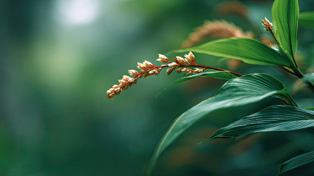 A detailed photograph of a single Ginger, swaying gently in the wind, captured in natural daylight....