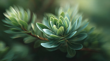 A detailed photograph of a single Rhodiola, swaying gently in the wind, captured in natural...