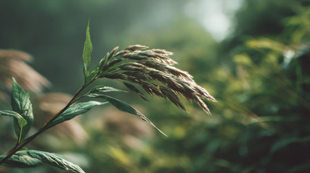 A detailed photograph of a single Statice, swaying gently in the wind, captured in natural daylight....
