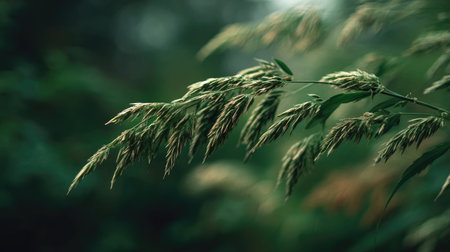 A detailed photograph of a single plant, swaying gently in the wind, captured in natural daylight....