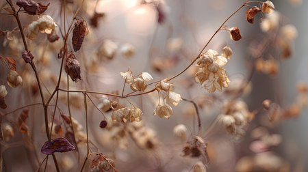 The Buckwheat in winter, chilling air envelops, a few lingering leaves tremble, still atmosphere