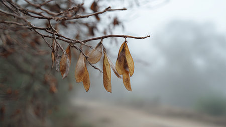 The Pea in winter, chilling air envelops, a few lingering leaves tremble, still atmosphere