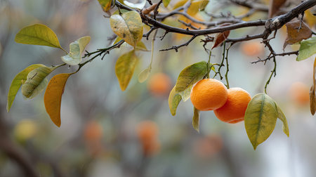 The Seville orange in winter, chilling air envelops, a few lingering leaves tremble, still...