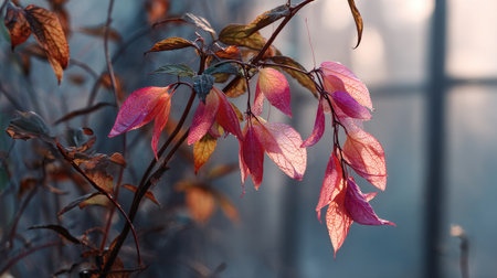 The Shrimp plant in winter, chilling air envelops, a few lingering leaves tremble, still atmosphereの写真素材