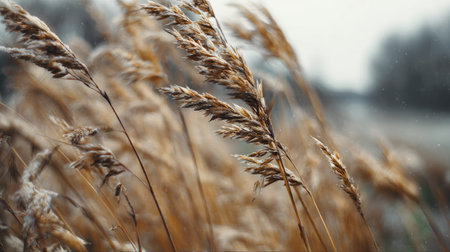 The Wheat in winter, chilling air envelops, a few lingering leaves tremble, still atmosphere