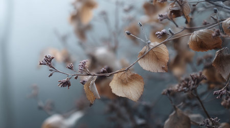 The Perilla in winter, chilling air envelops, a few lingering leaves tremble, still atmosphere