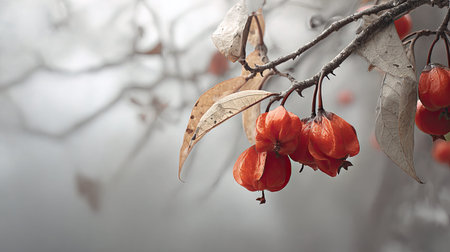 The Ackee in winter, chilling air envelops, a few lingering leaves tremble, still atmosphere