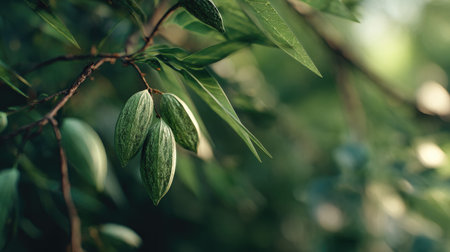 A detailed photograph of a single Cardamom, swaying gently in the wind, captured in natural...