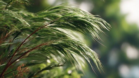 A detailed photograph of a single Indian rosewood, swaying gently in the wind, captured in natural...