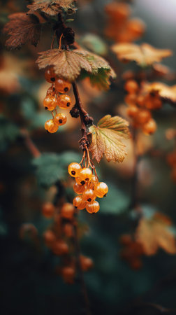 The Currant in fall, warm amber light, crisp air, shallow depth of field, soft natural bokeh, true to life color, minimal styling.の写真素材